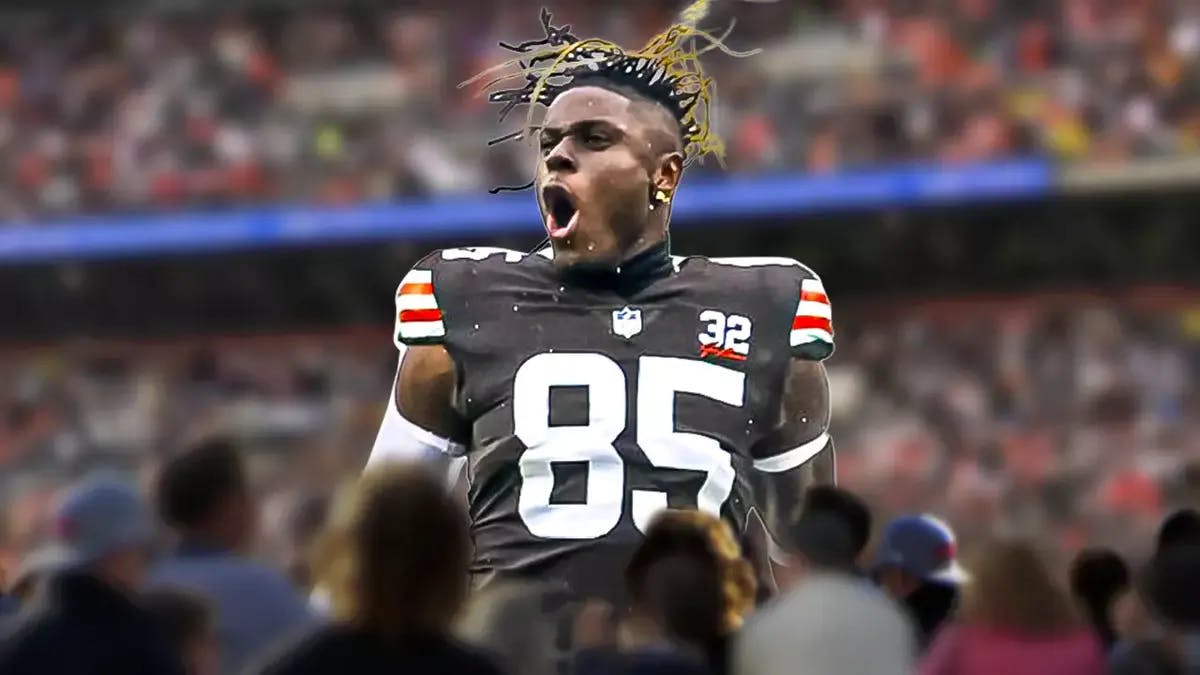Cleveland Browns' David Njoku looking hyped up/motivated