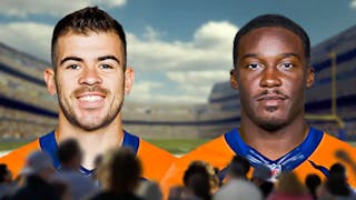 Denver Broncos receivers Michael Bandy and Phillip Dorsett