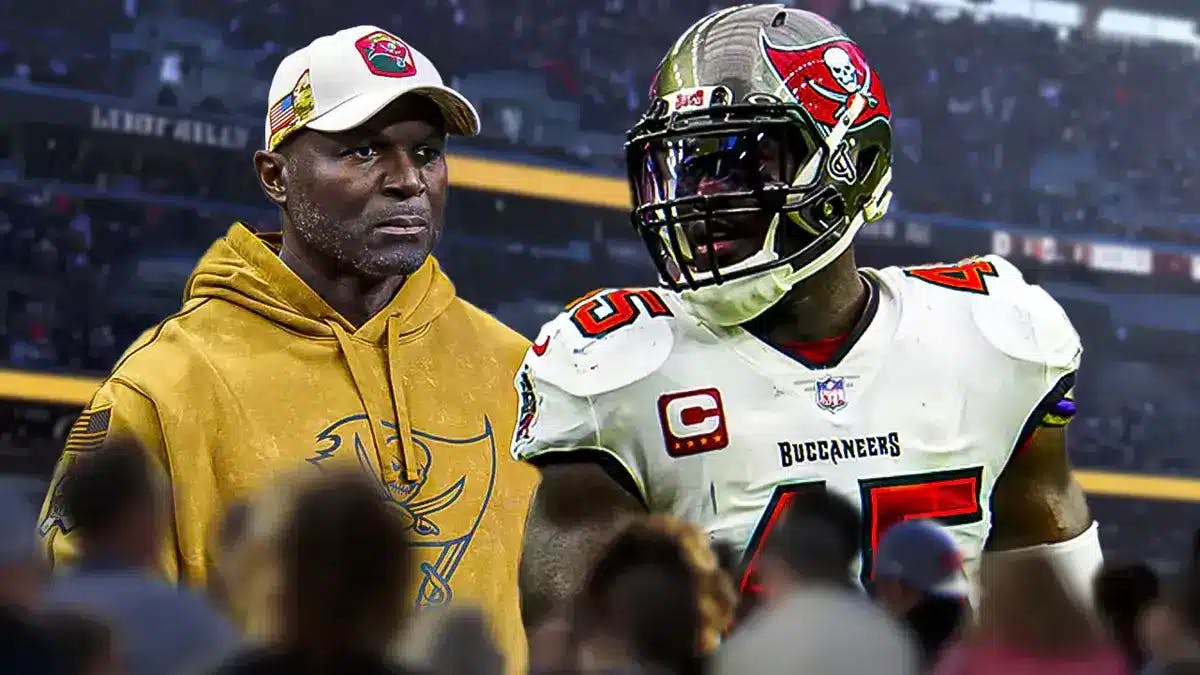 Devin White (Buccaneers) looking serious with Todd Bowles (buccaneers head coach0
