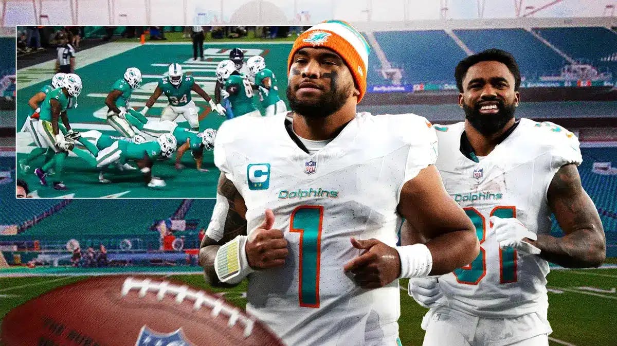 Dolphins Raheem Mostert and Tua Tagovailoa after losing to Titans QB Will Levis