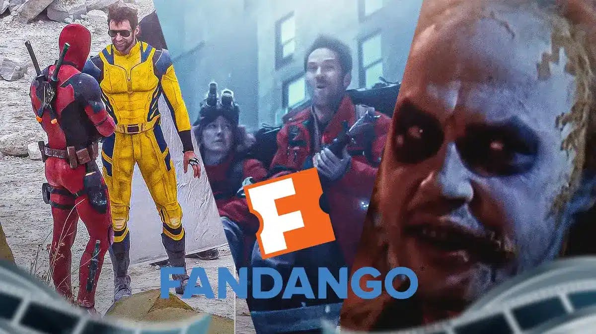 Fandango logo with scenes form upcoming 2024 movies.