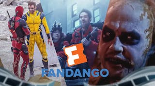 Fandango logo with scenes form upcoming 2024 movies.