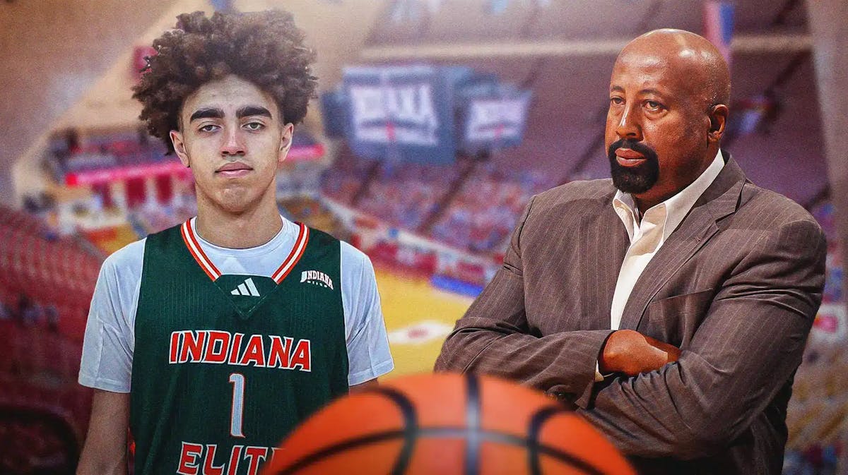 Indiana basketball, Hoosiers, Malachi Moreno, Mike Woodson, Indiana basketball recruiting, Malachi Moreno and Mike Woodson with Indiana basketball arena in the background