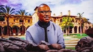 Eddie Murphy in front of his mansion in Beverly Hills, Calif.