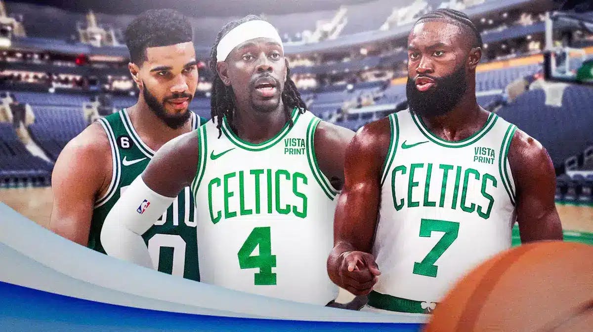 Thumb: Jaylen Brown looking confused while Celtics players looking angry.