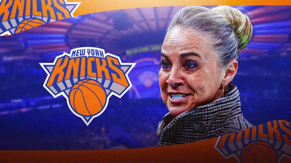 Becky Hammon next to Knicks logo