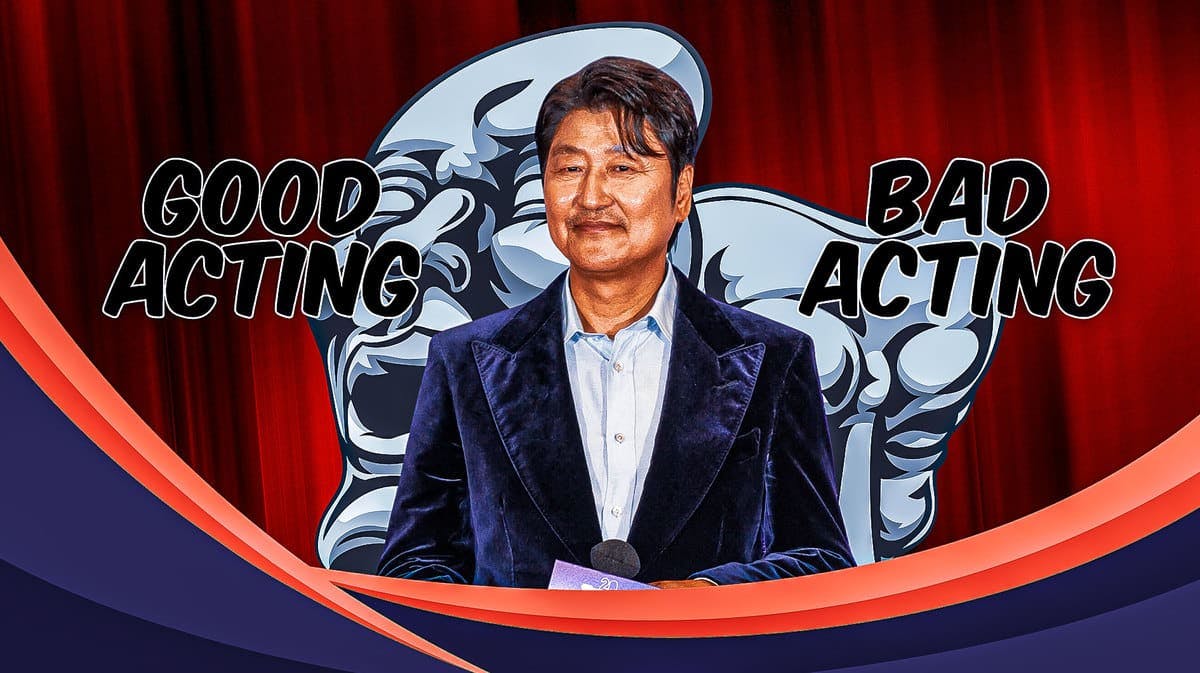 Song Kang-ho with the text 'good acting' and 'bad acting.'