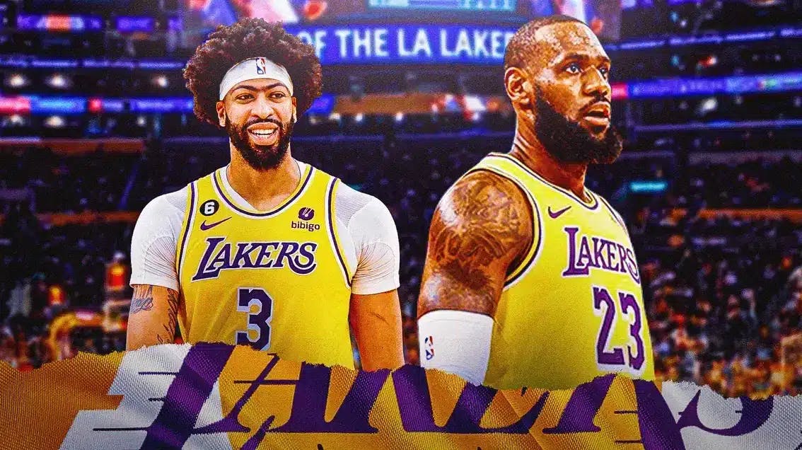 Photo: LeBron James, Anthony Davis both in action in Lakers jerseys