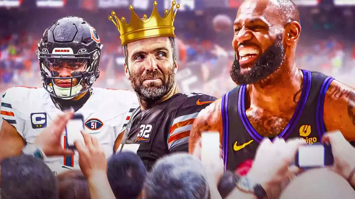 Lakers LeBron James with Browns Joe Flacco and Bears Justin Fields