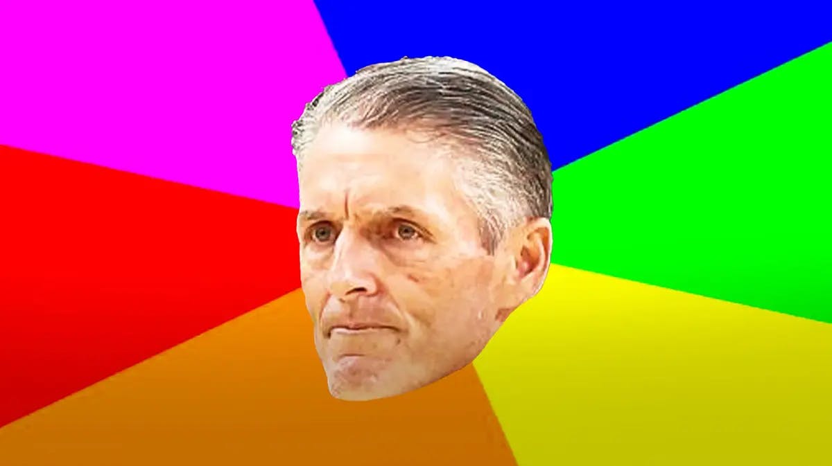 Face of referee Scott foster in the middle of a classic meme background