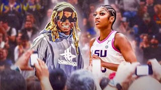 Rapper Lil Wayne and LSU women’s basketball player Angel Reese