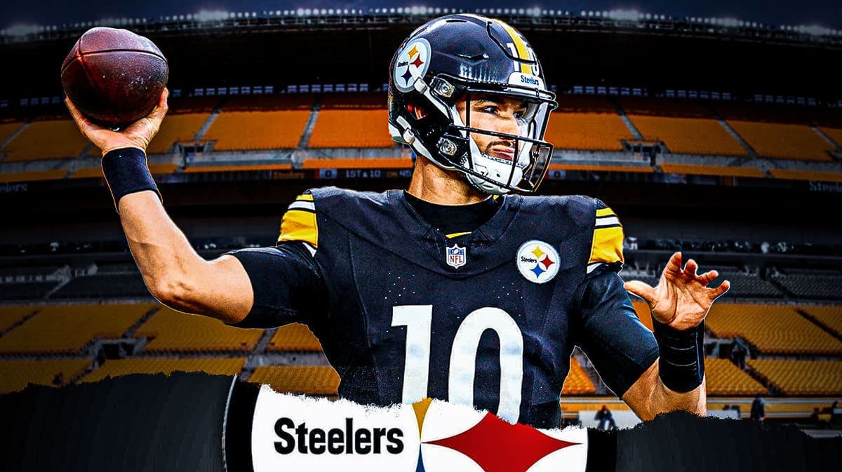 Mitch Trubisky with a very motivated face in a Steelers Jersey (emphasis on the motivated face)
