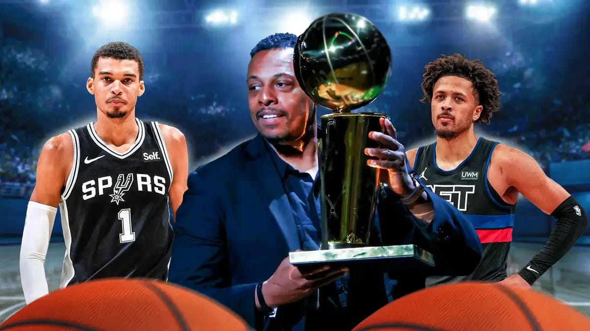 Paul Pierce with Spurs Victor Wembanyama and Pistons Cade Cunningham