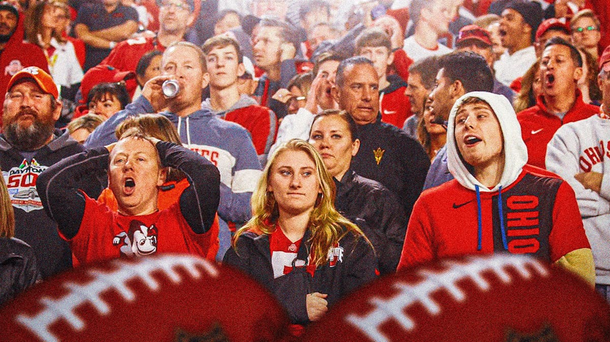 Ohio State fans looking angry and sad.