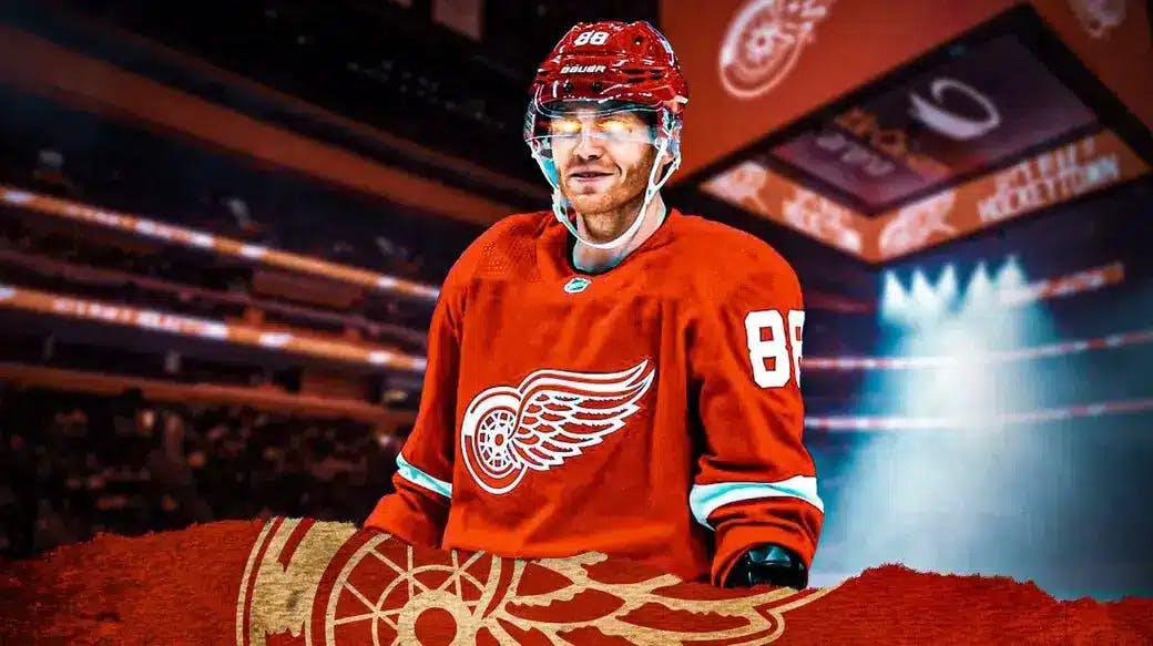 Red Wings' Patrick Kane with fire in his eyes.