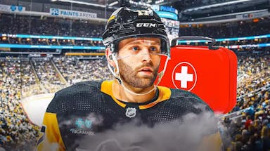 Pittsburgh Penguins' Bryan Rust with first-aid kit