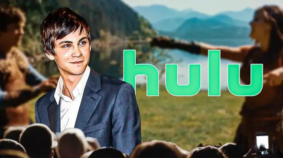 Percy Jackson and the Hulu logo.