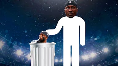 Deebo Samuels (49ers) as the head of the icon, James Bradberry (Eagles) as the trash (