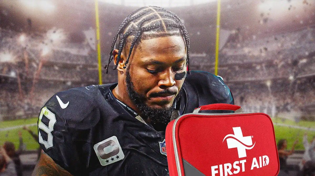 Raiders' Josh Jacobs with a first aid kit