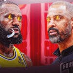 LeBron James and Ime Udoka with fire in their eyes