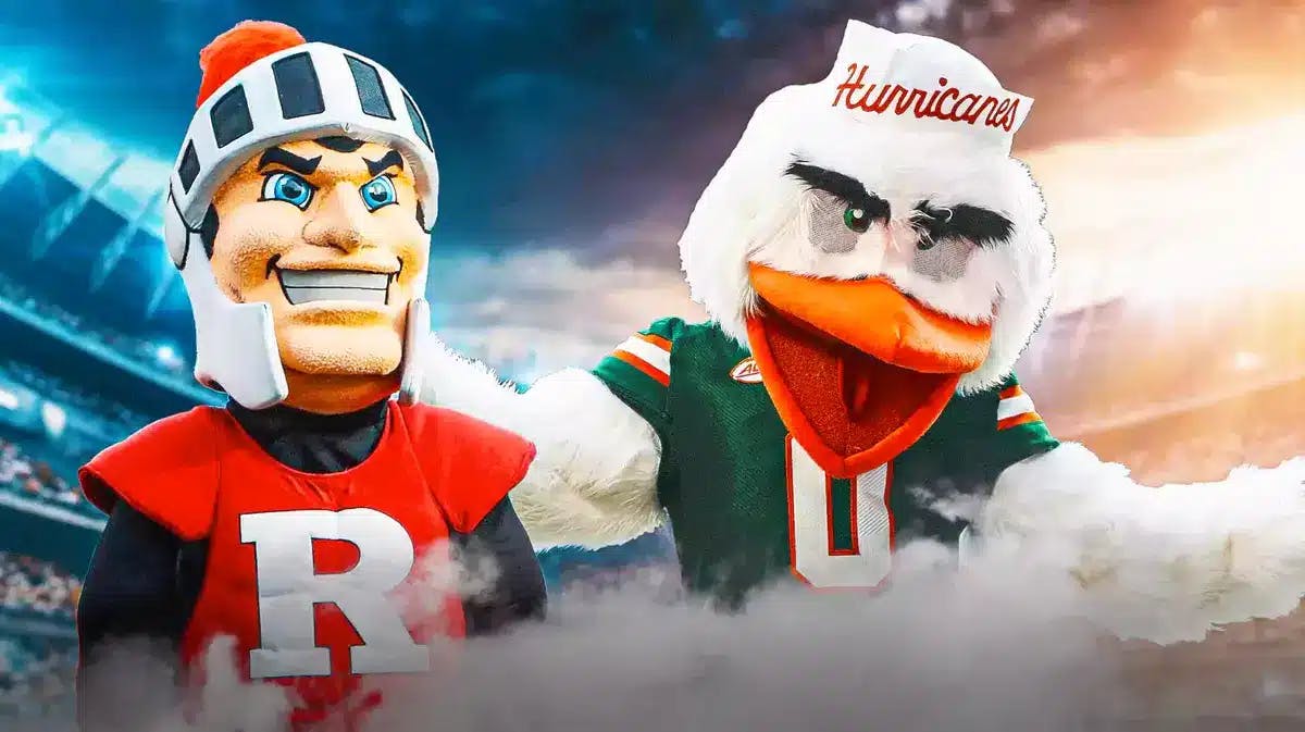Rutgers football mascot and Miami HURRICANES football mascot