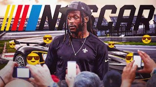 Saints_news_Alvin_Kamara_promotes_NASCAR_partnership_by_pulling_up_to_Panthers_contest_with_sick_race_car