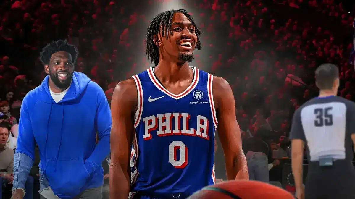 Sixers' Joel Embiid in street clothes and Tyrese Maxey