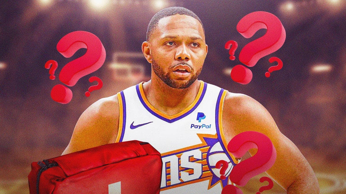 Suns' Eric Gordon with red medical cross and question marks around him
