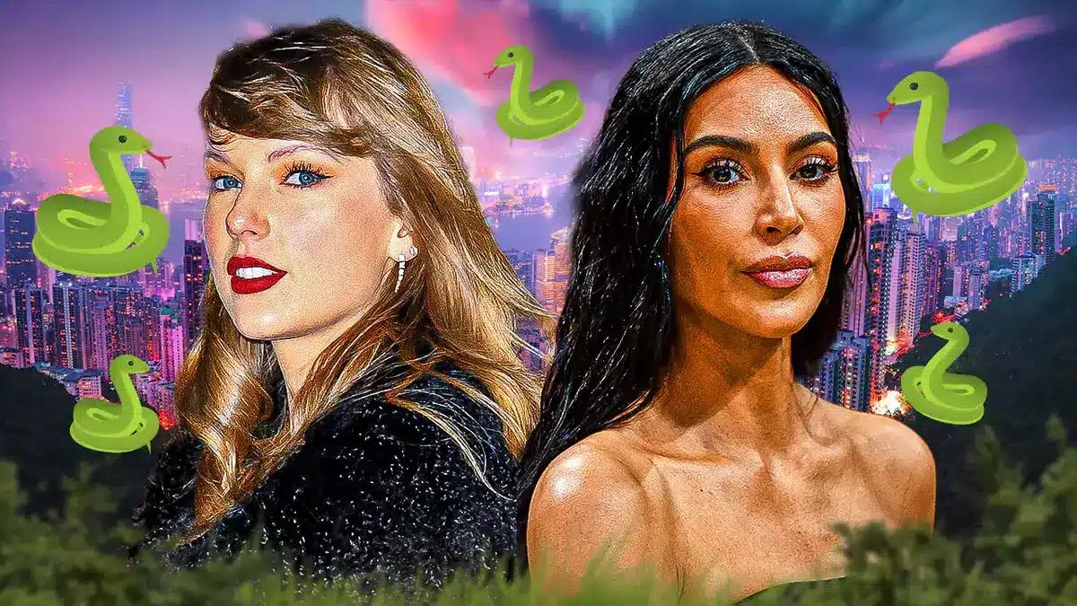 Taylor Swift and Kim Kardashian with snake emojis