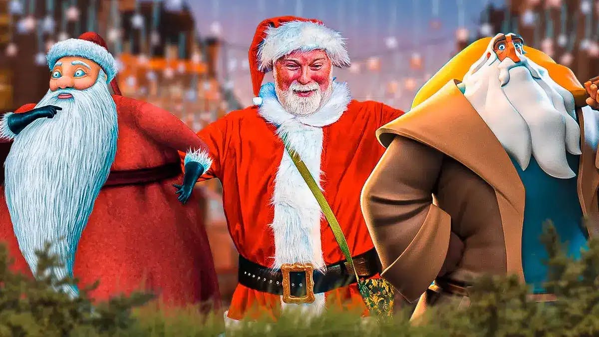 Santa Clauses from various Christmas movies.