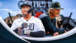 Tigers legend Miguel Cabrera gave Jim Leyland his flowers after his HOF induction