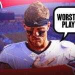 Tennessee Titans QB Will Levis and speech bubble “Worst I’ve Played”