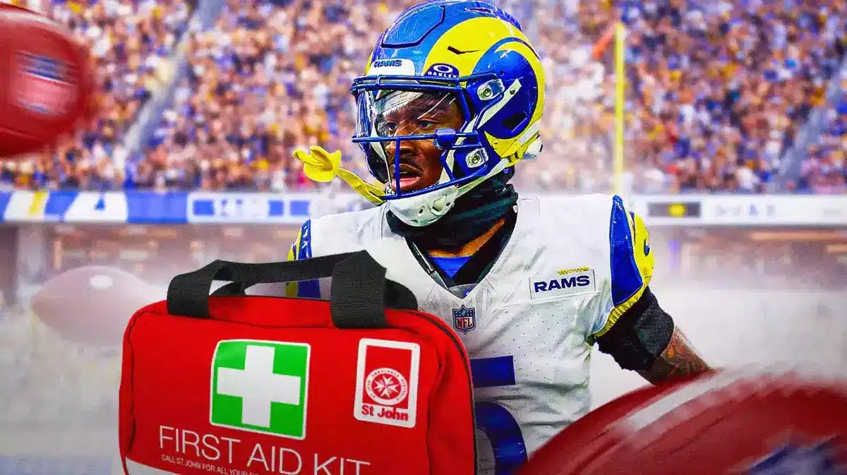 Tutu Atwell with an injury kit in front of him
