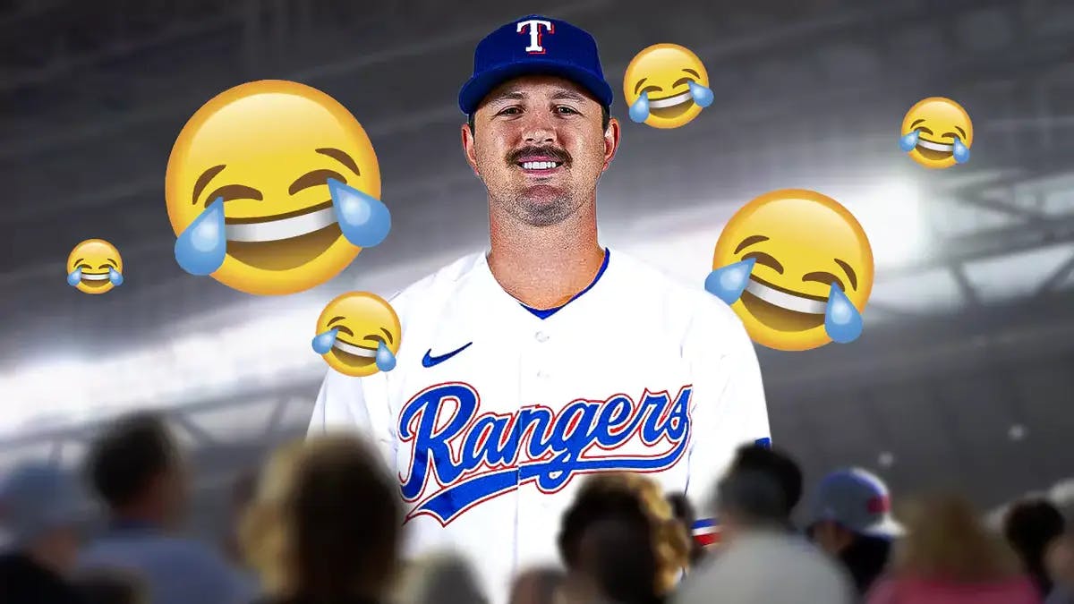 Rangers pitcher Tyler Mahle surrounded by the laughing emoji