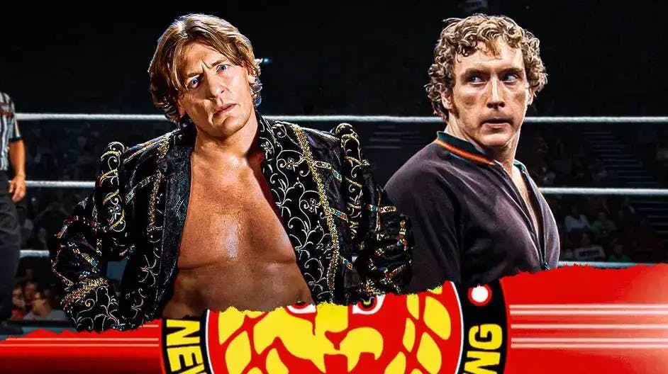 William Regal next to Charlie Dempsey with the All Japan Pro Wrestling logo as the background.