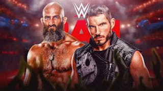Johnny Gargano and Tommaso Ciampa in front of the RAW logo.