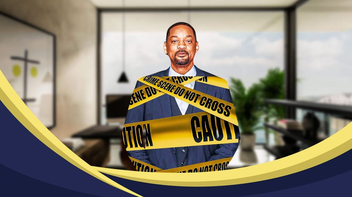 Actor Will Smith surrounded by caution tape.