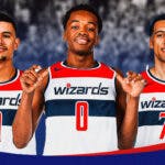 Wizards' Johnny Davis, Bilal Coulibaly, and Patrick Baldwin Jr. smiling