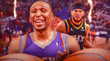 Shawn Marion, a Phoenix Suns legend who was inducted into the team's Ring of Honor, and Devin Booker
