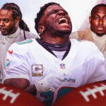 Photo: Tyreek Hill in Dolphins uniform with LeSean McCoy and Richard Sherman in a suit