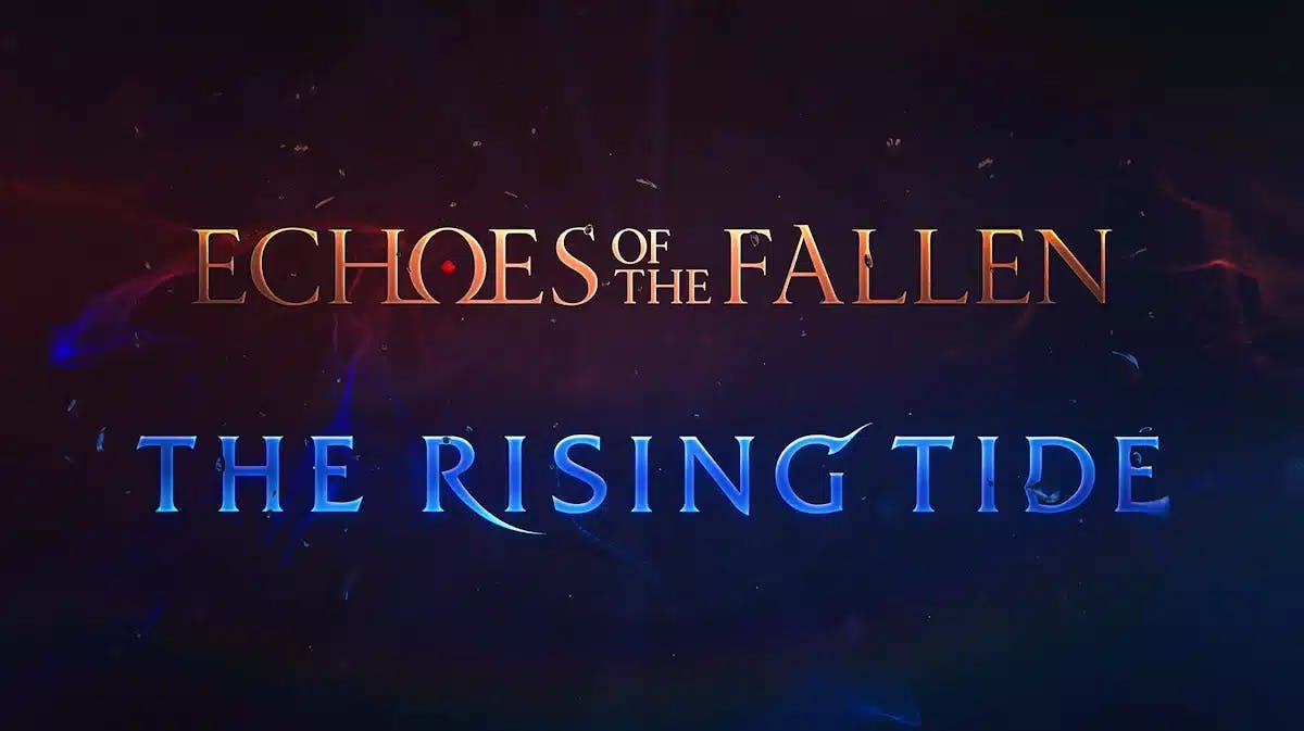 ffxvi rising tide, ffxvi dlc release date, ffxvi echoes fallen, ffxvi, the logos of the two upcoming ffxvi DLCs Echoes of the Fallen and The Rising Tide