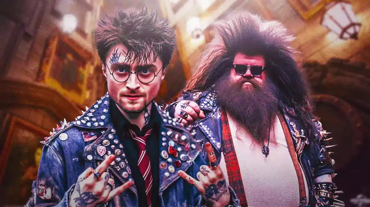 Pics of “Punk” Harry Potter and Hagrid from their AI-created punk images