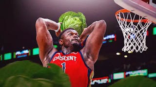 Zion Williamson (Pelicans) dunking a cabbage instrad of a ball