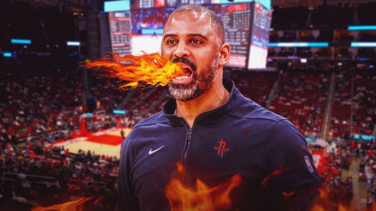 Ime Udoka with fire coming out of his mouth