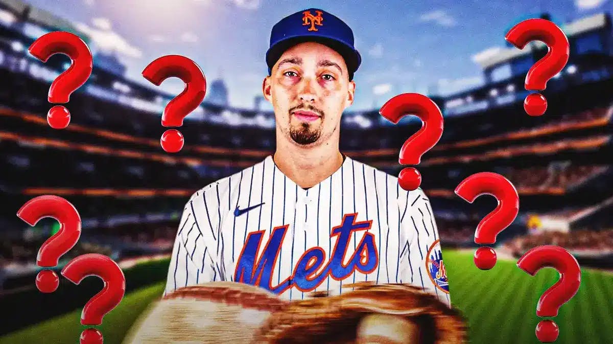 Blake Snell in a Mets uniform with question marks all over the image.