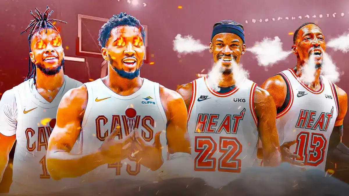 Donovan Mitchell and Darius Garland with fire in their eyes. Jimmy Butler and Bam Adebayo with smoke coming out of their nose and ears