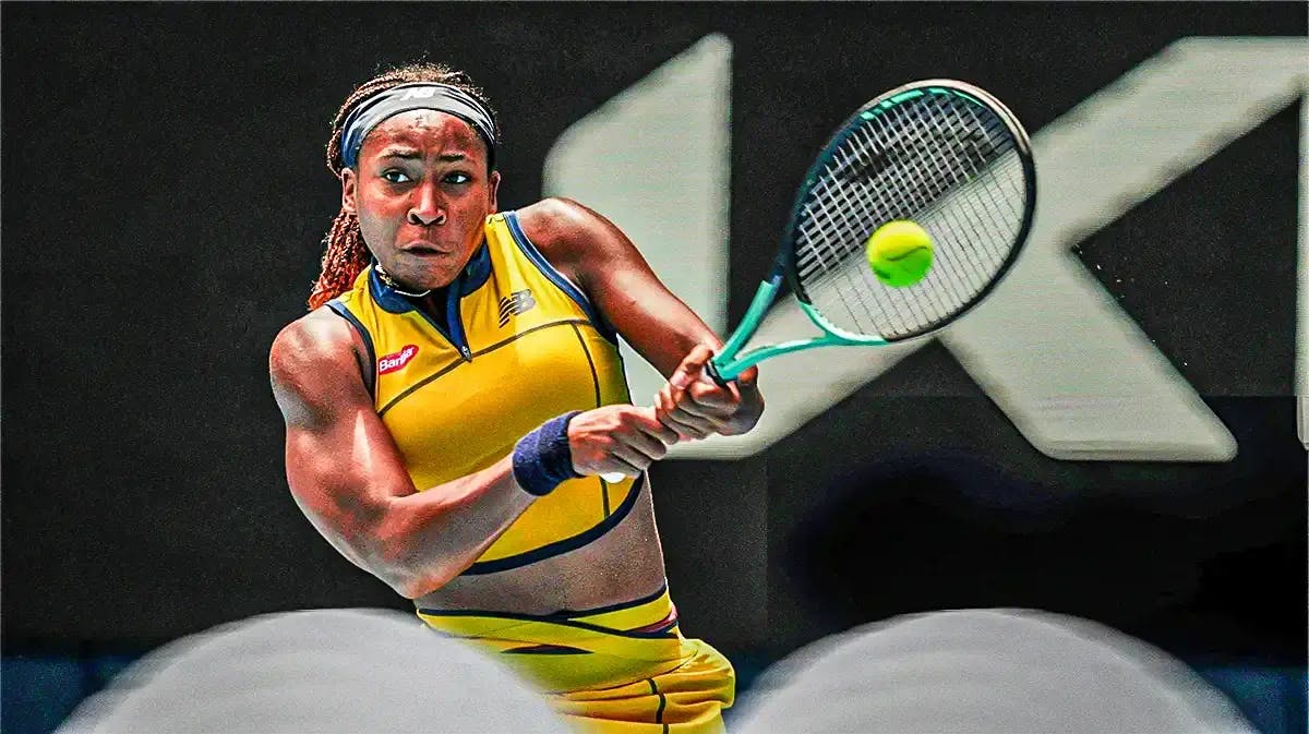 Women’s tennis player Coco Gauff playing tennis