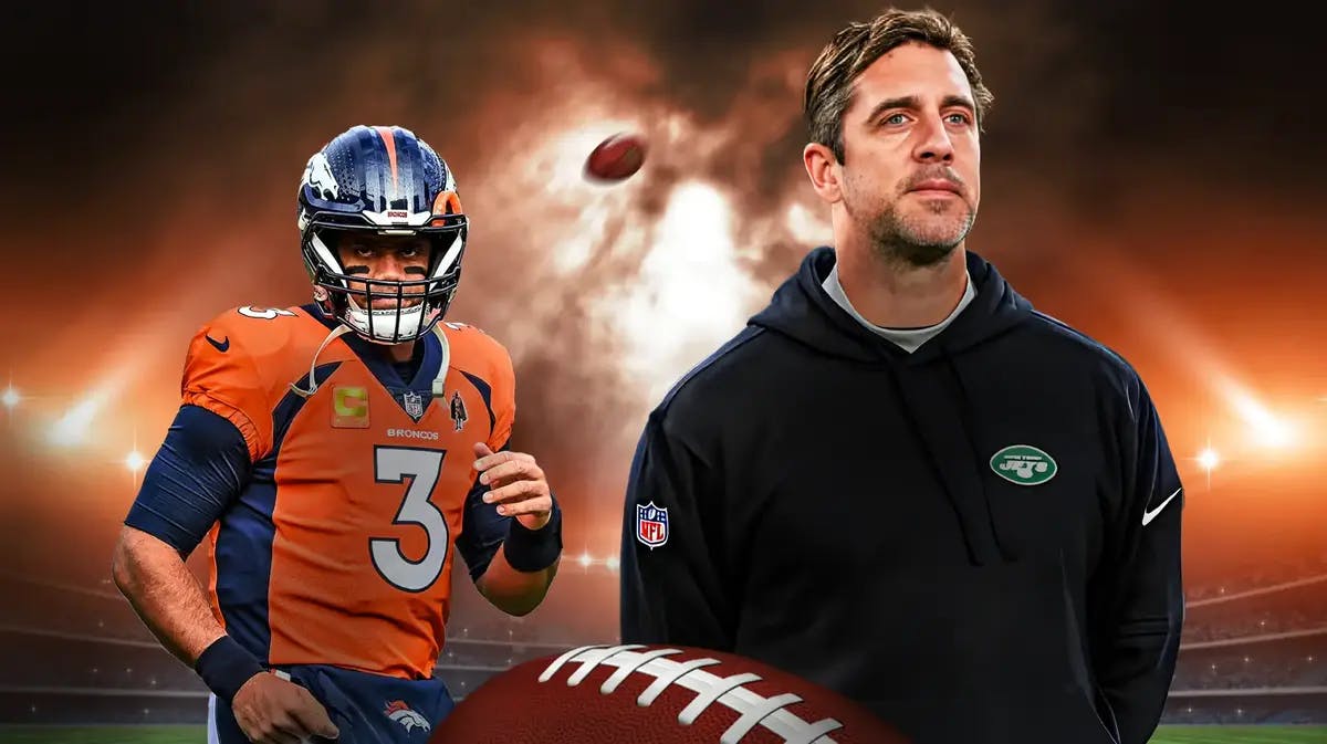 Broncos QB and Sean Payton mentee Russell Wilson with Jets QB Aaron Rodgers