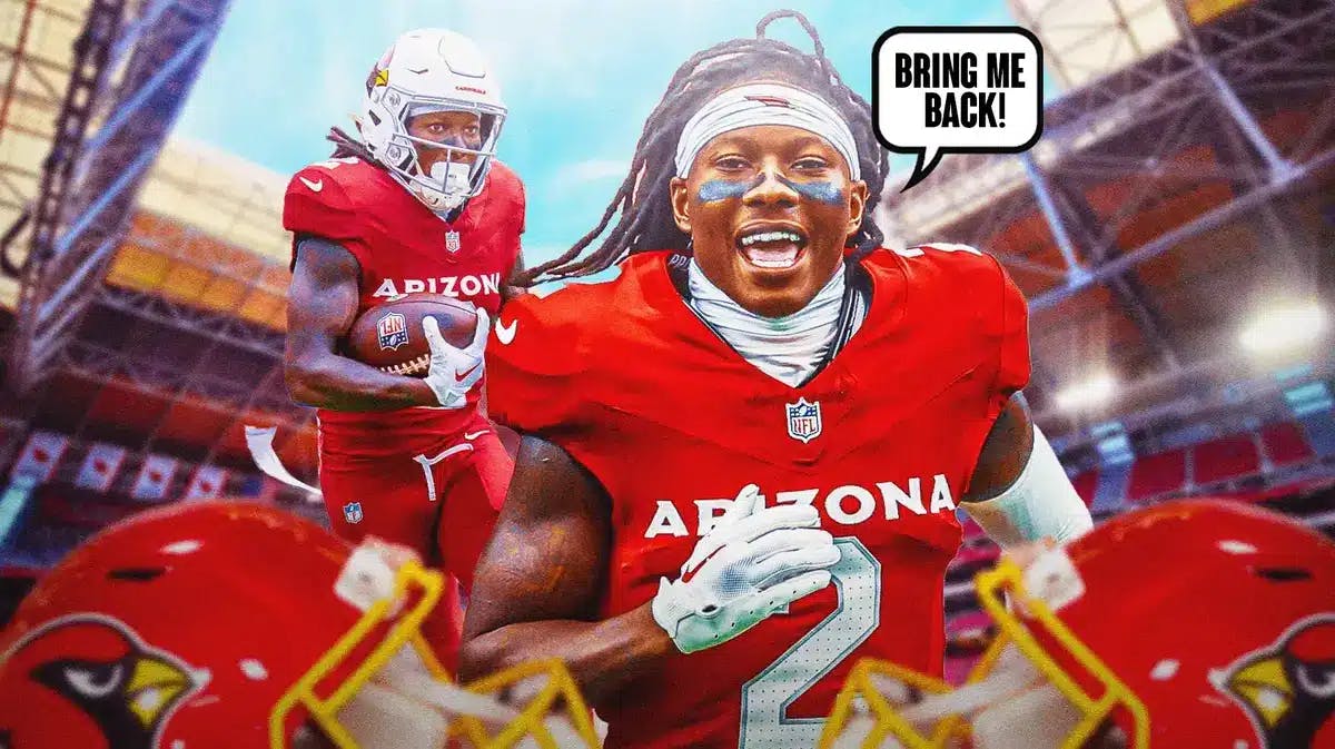 Arizona Cardinals' Hollywood Brown and speech bubble “Bring Me Back!”