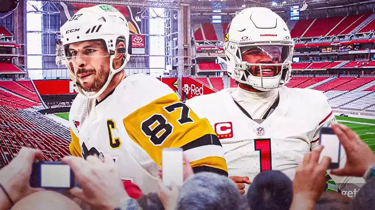 Cardinals QB Kyler Murray rocks Penguins star Sidney Crosby's jersey ahead of their game against the Eagles.